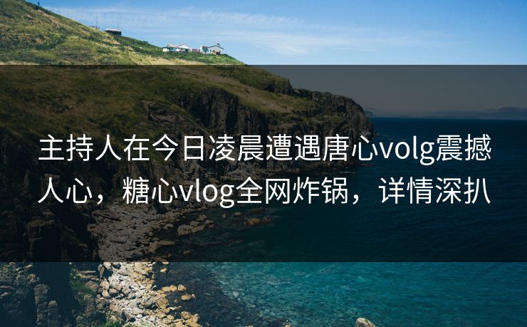 主持人在今日凌晨遭遇唐心volg震撼人心,糖心vlog全网炸锅,详情深扒 主持人在今日凌晨遭遇唐心volg震撼人心,糖心vlog全网炸锅,详情深扒