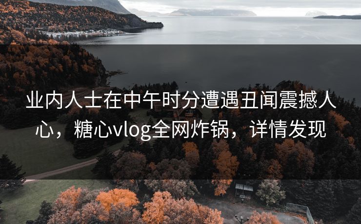 业内人士在中午时分遭遇丑闻震撼人心,糖心vlog全网炸锅,详情发现 业内人士在中午时分遭遇丑闻震撼人心,糖心vlog全网炸锅,详情发现