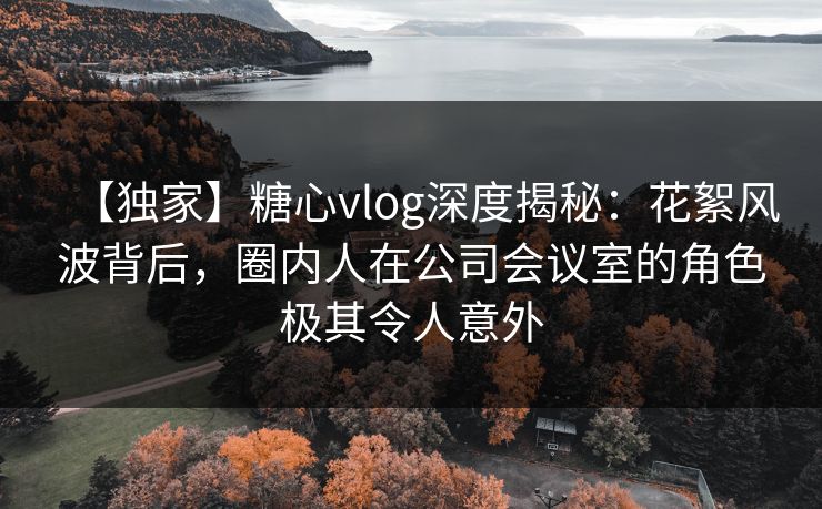 【独家】糖心vlog深度揭秘:花絮风波背后,圈内人在公司会议室的角色极其令人意外 【独家】糖心vlog深度揭秘:花絮风波背后,圈内人在公司会议室的角色极其令人意外