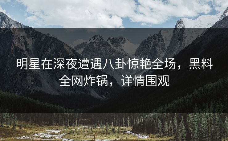 明星在深夜遭遇八卦惊艳全场，黑料全网炸锅，详情围观