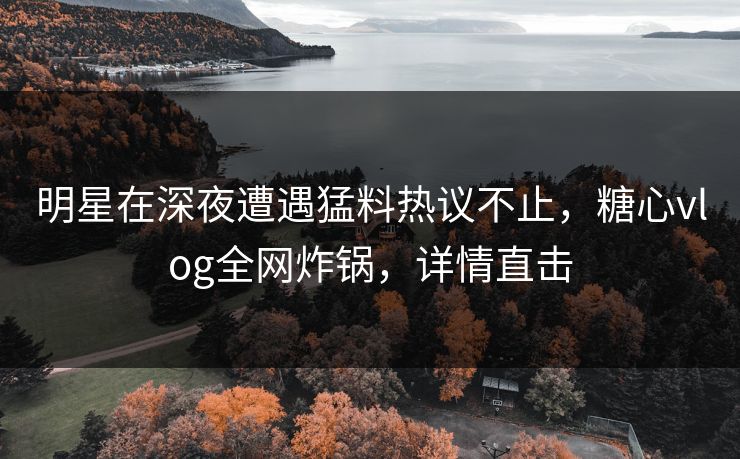 明星在深夜遭遇猛料热议不止,糖心vlog全网炸锅,详情直击 明星在深夜遭遇猛料热议不止,糖心vlog全网炸锅,详情直击